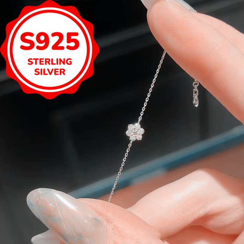 925 Silver Flower Bracelet for Women — Exquisite Gift